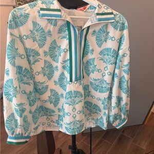 Teal Floral Print Pullover Top